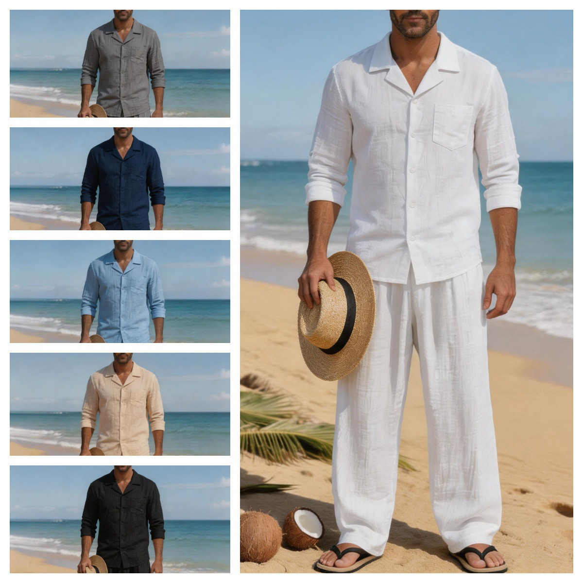 Linen Shirt Breathable - Completo da Spiaggia in Lino per